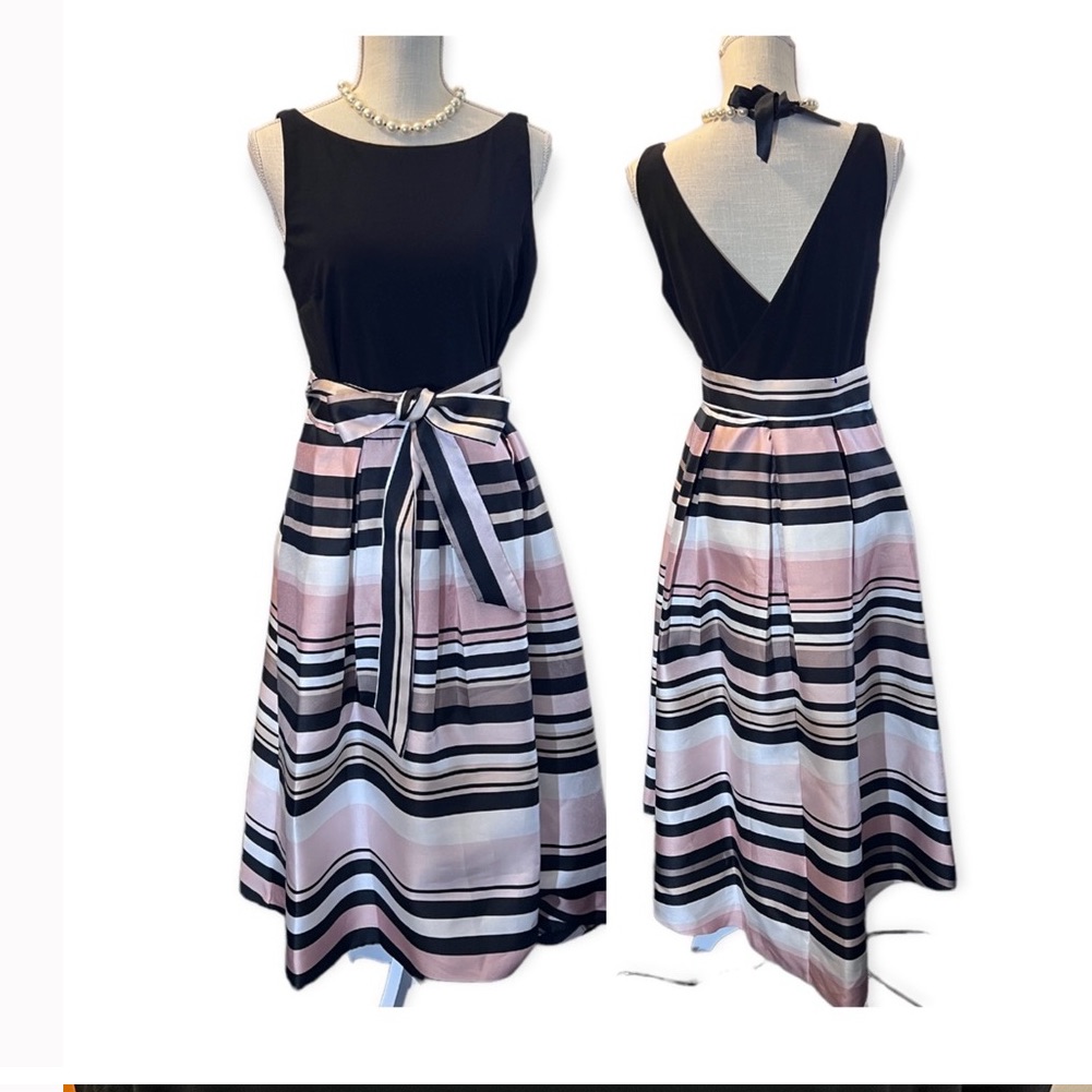 Slny Blue Pleated A-Line Dress For Wedding Guest